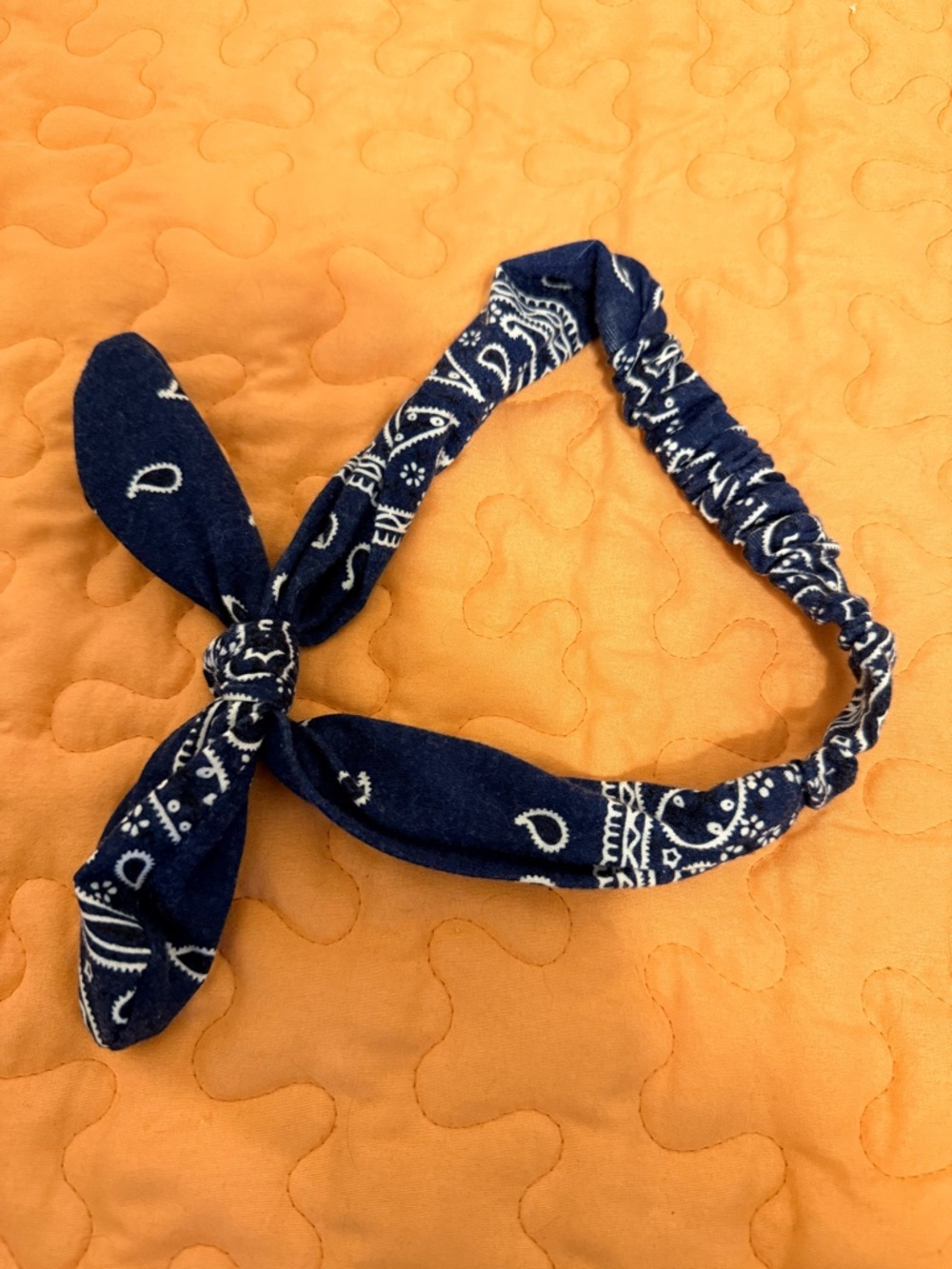 Navy Bandana Print Knot Headband